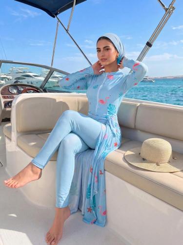 Veilorie 3 قطع مجموعة بوركيني مطبوعة بعناصر