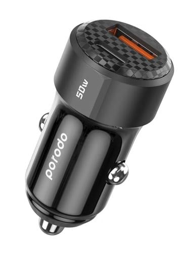 شاحن سيارة سريع بورودو شاحن سيارة بمنفذين 50 وات، PD 20 وات، QC 30 وات