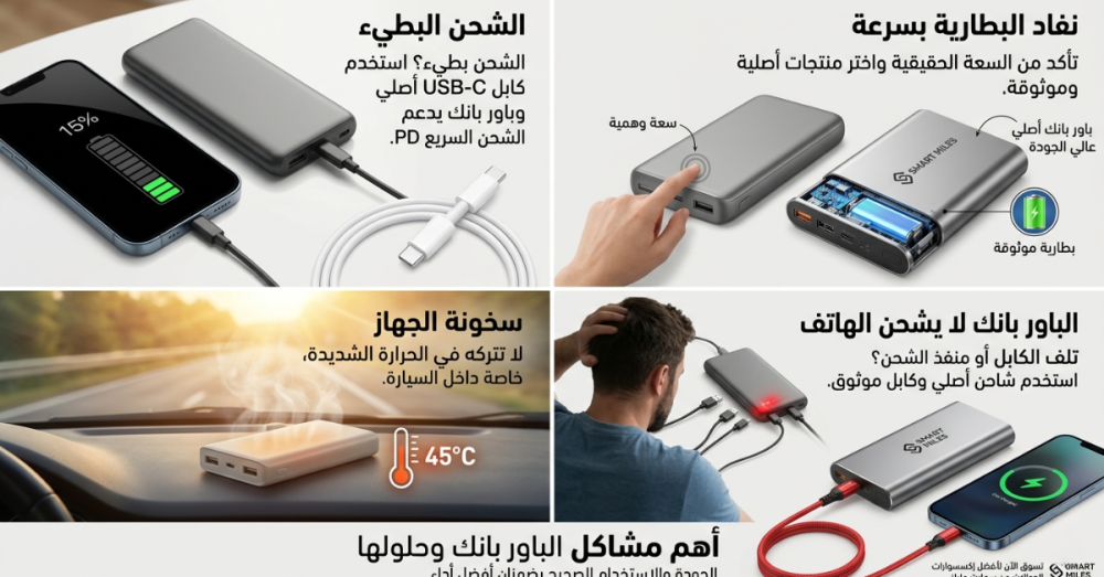 مشاكل الباور بانك وحلولها |أعطال الشاحن المتنقل وكيف تتجنبها