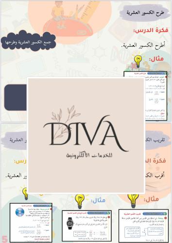 مطويه رياضيات الصف الرابع ( جمع الكسور العشرية وطر...