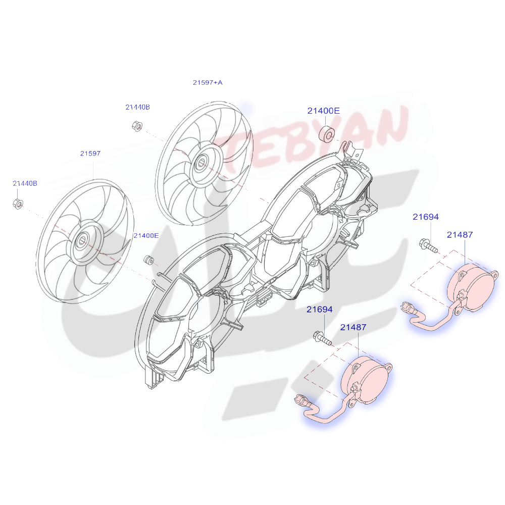 دينمو مروحة تبريد التيماء اكستريل مكسيماء 21487-Zx50a 21481-1AA0AT 214