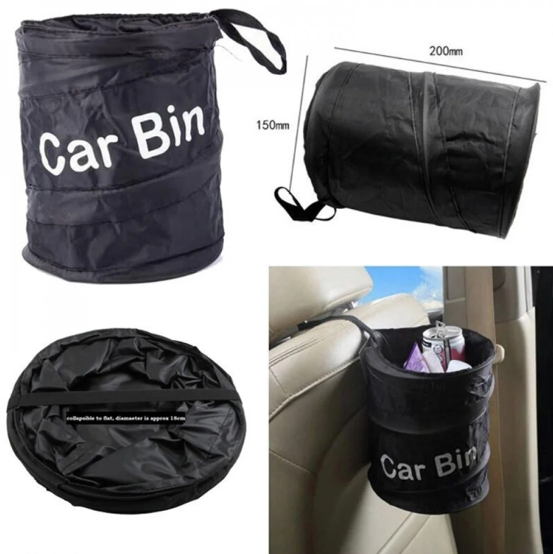 HerMia PU Leather Car Trash Can Bin, Foldable Hanging Car Seat