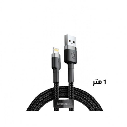 كيبل ايفون USB بيسوس ، قماش ، اسود ، متر