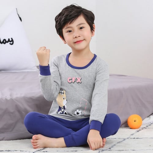 بيجاما ولادي ازرق ورمادي