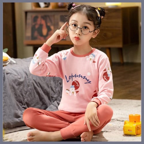 بيجاما بناتي بورغندي وردي