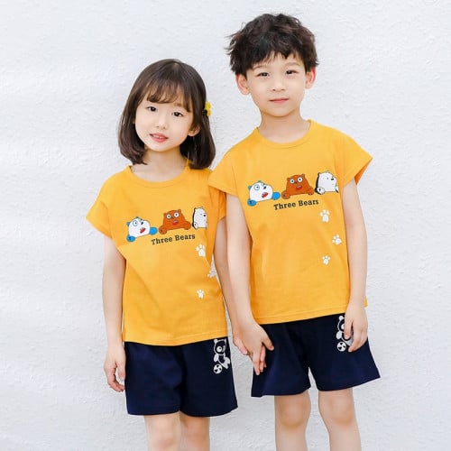 شورت ولادي بناتي برتقالي اسود