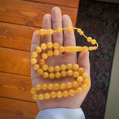سبحة بكلايت مشمشي مخلوط 45 خرزة - تمليكه