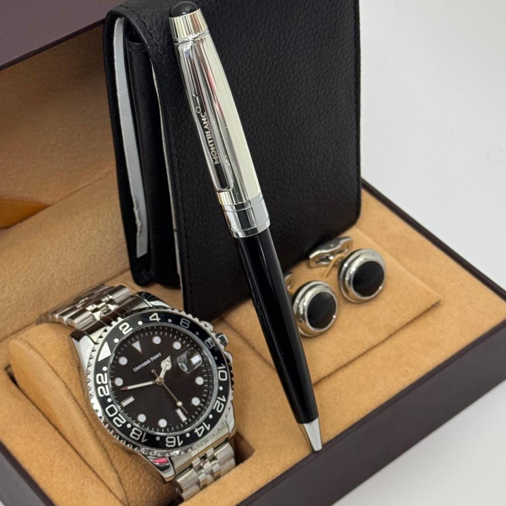 ساعة رجالية اصلية عرض وقلم وبوك وكبك