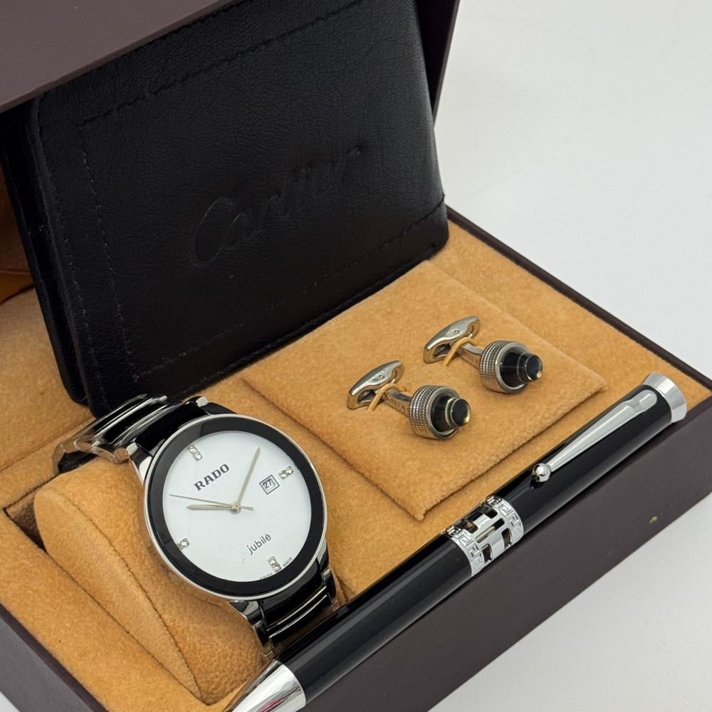 ساعة رجالية وعرض قلم وكبك وبوك