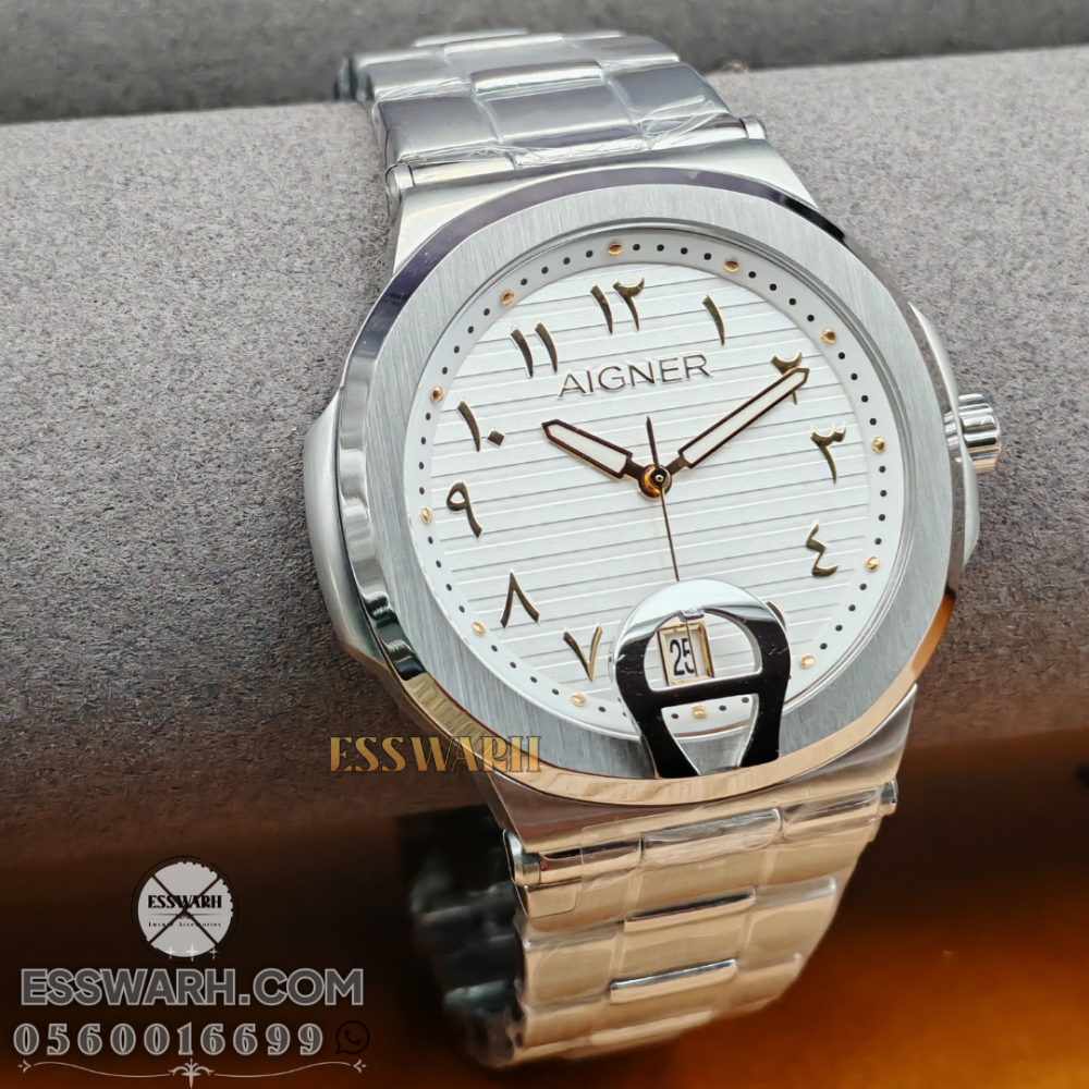ساعة اقنر تافيانو 2 مقاس 43 ارقام عربية مذهبة