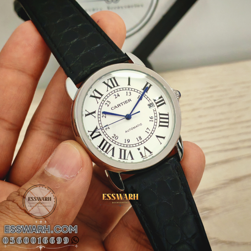 ساعة كارتير روند سولو - مكينة اوتوماتيك مقاس 42 جلد نقش تمساح