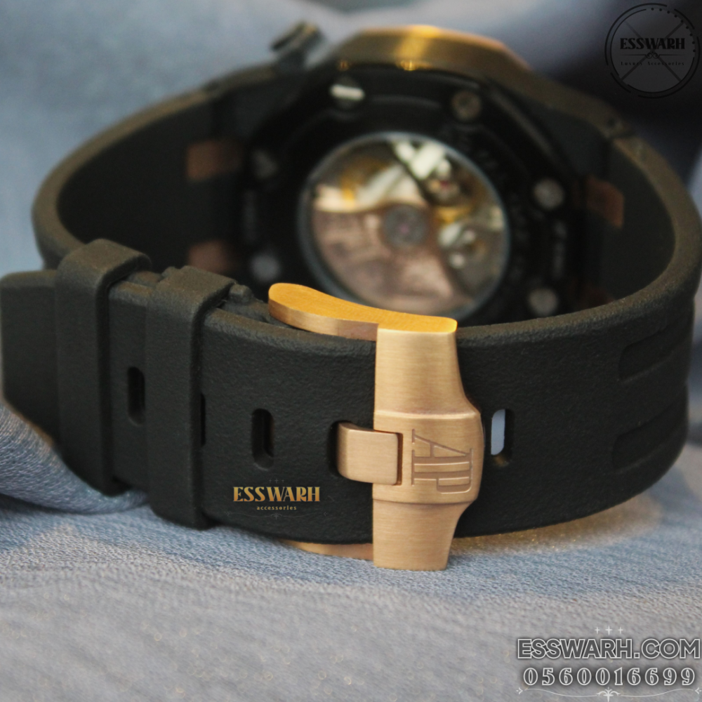 اوديمار بيغيه - رويال اوك - اوتوماتيك سير ربل اسود مينا اسود ايطار نحاسي روز قولد مقاس 41