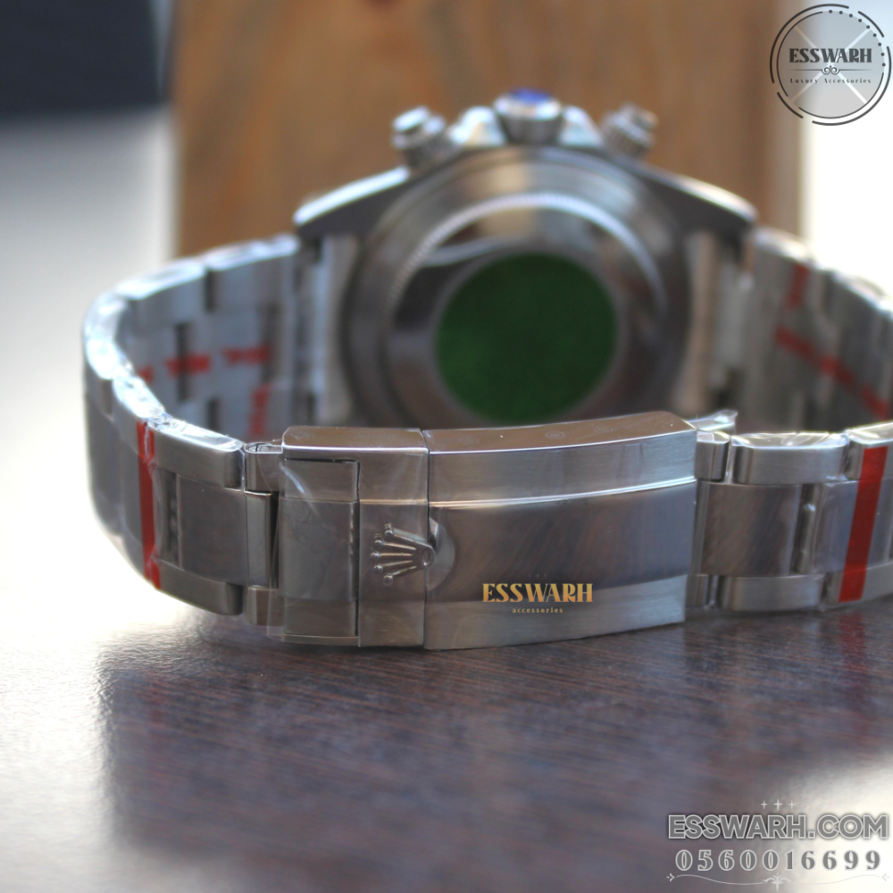 ساعة رولكس دايتونا - بطاريات سير استانليس ستيل و مينا اسود عقرب ثواني حركة اوتوماتيك ايطار سيراميك اسود مقاس 40