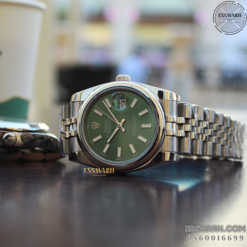 Rolex DateJust Automatic stainless steel strap and green dial