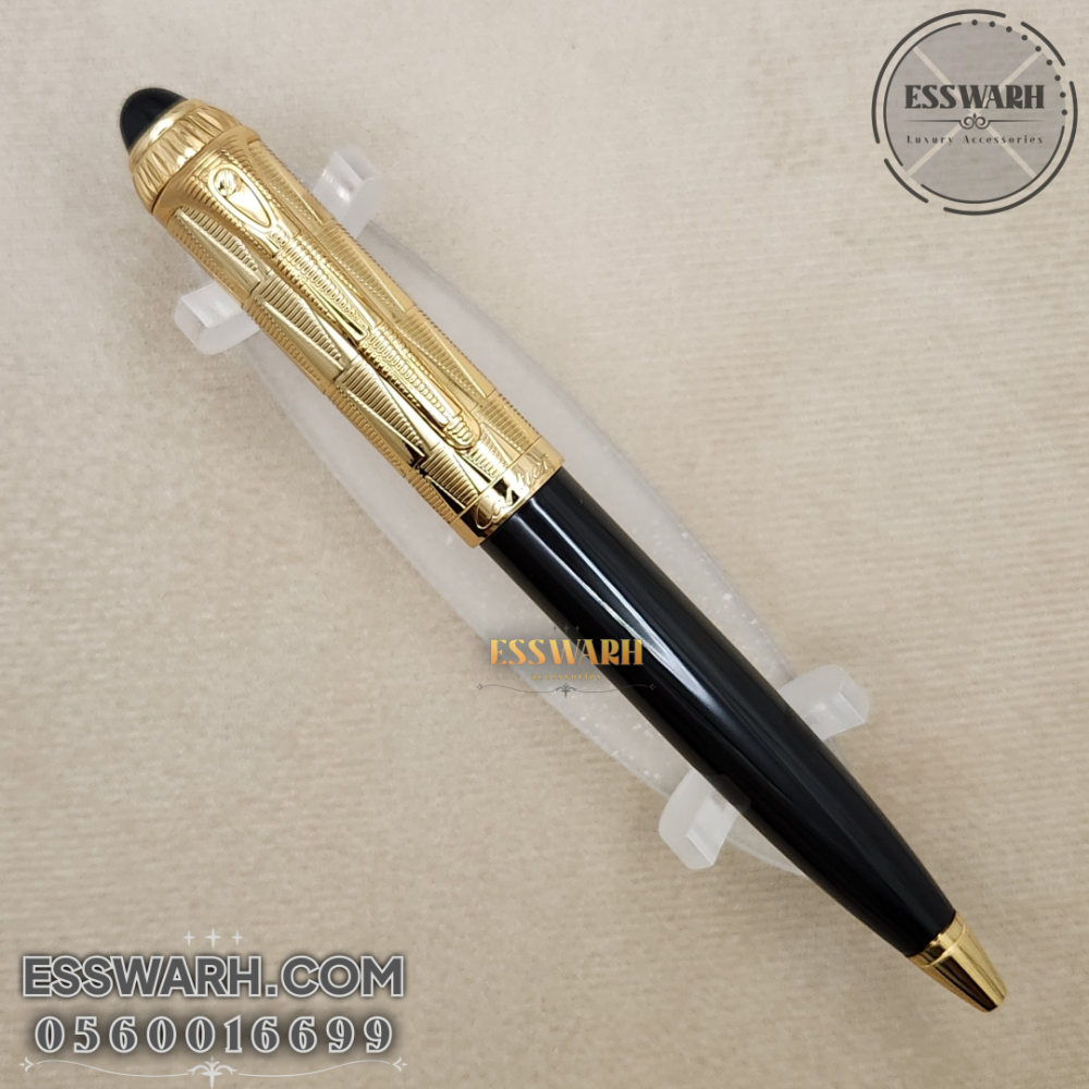 Luxury Cartier pen model C29 gold and black with black oval crystal