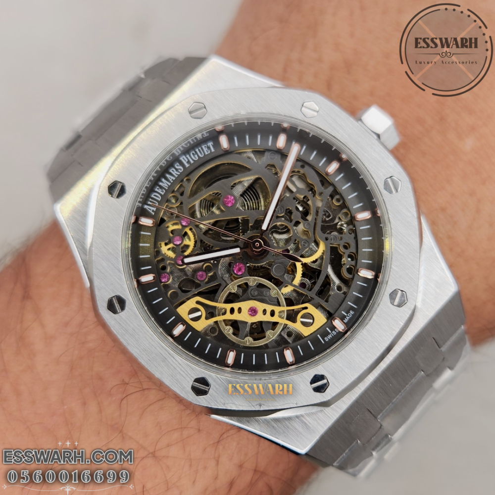 اوديمار بيغيه رويال اوك  - اوتوماتيك سير ستيل مميز مينا مكشوف عقارب روز قولد مقاس 41