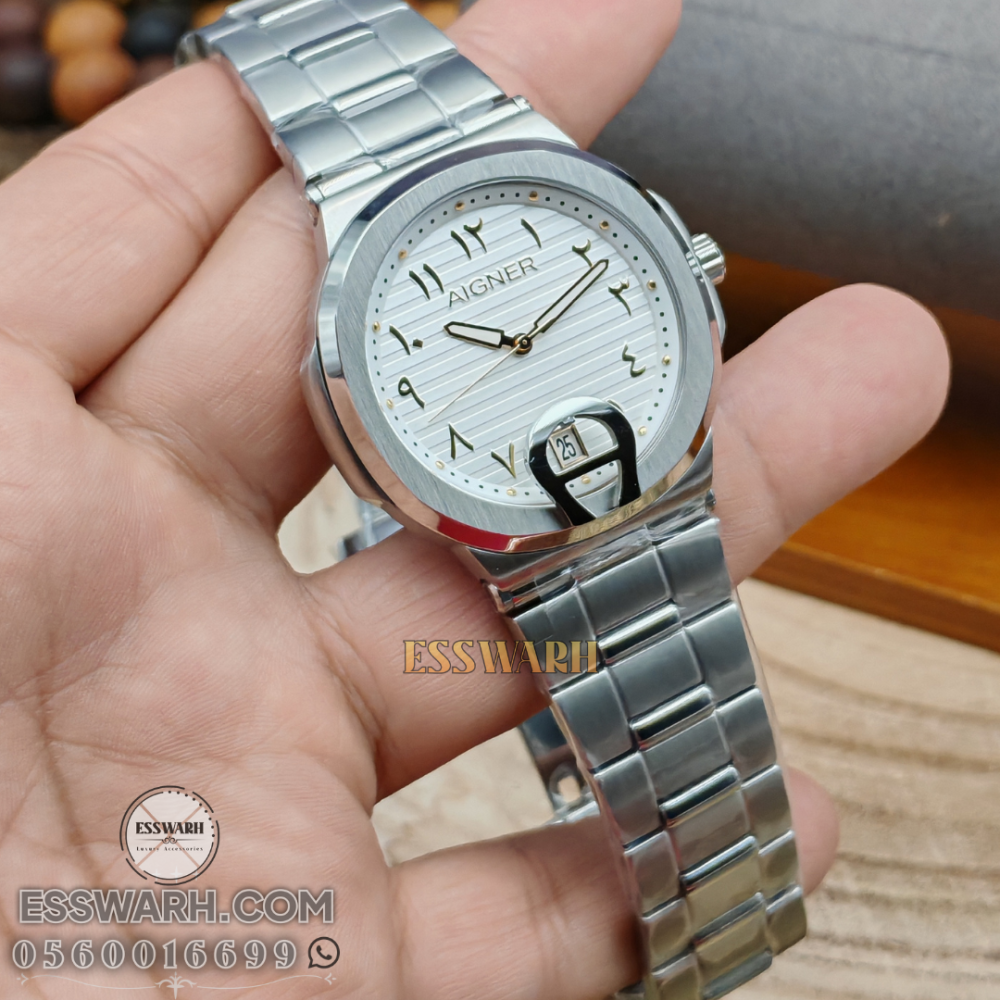 ساعة اقنر تافيانو 2 مقاس 43 ارقام عربية مذهبة