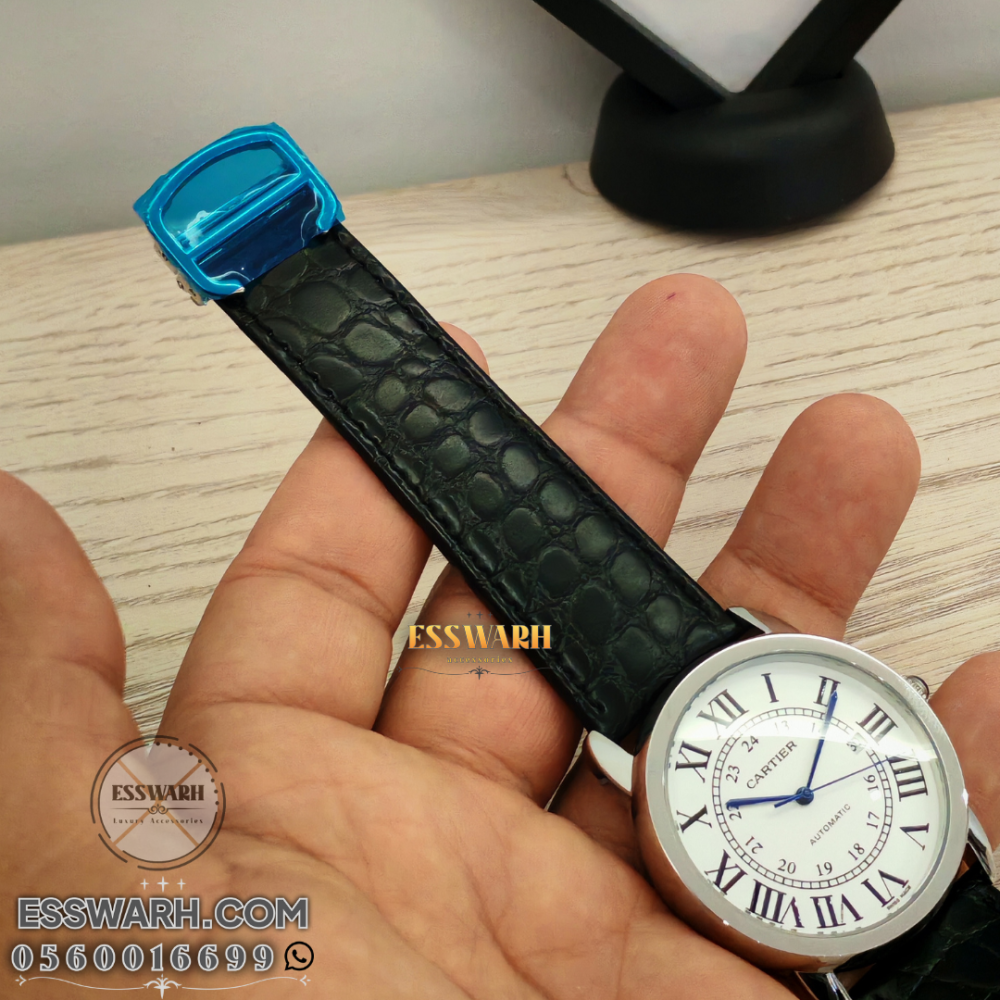 ساعة كارتير روند سولو - مكينة اوتوماتيك مقاس 42 جلد نقش تمساح