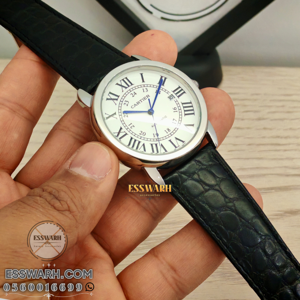 ساعة كارتير روند سولو - مكينة اوتوماتيك مقاس 42 جلد نقش تمساح