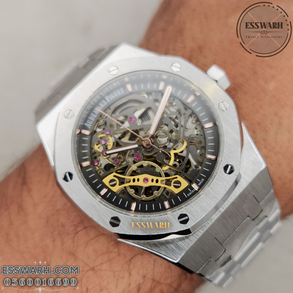 اوديمار بيغيه رويال اوك  - اوتوماتيك سير ستيل مميز مينا مكشوف عقارب روز قولد مقاس 41