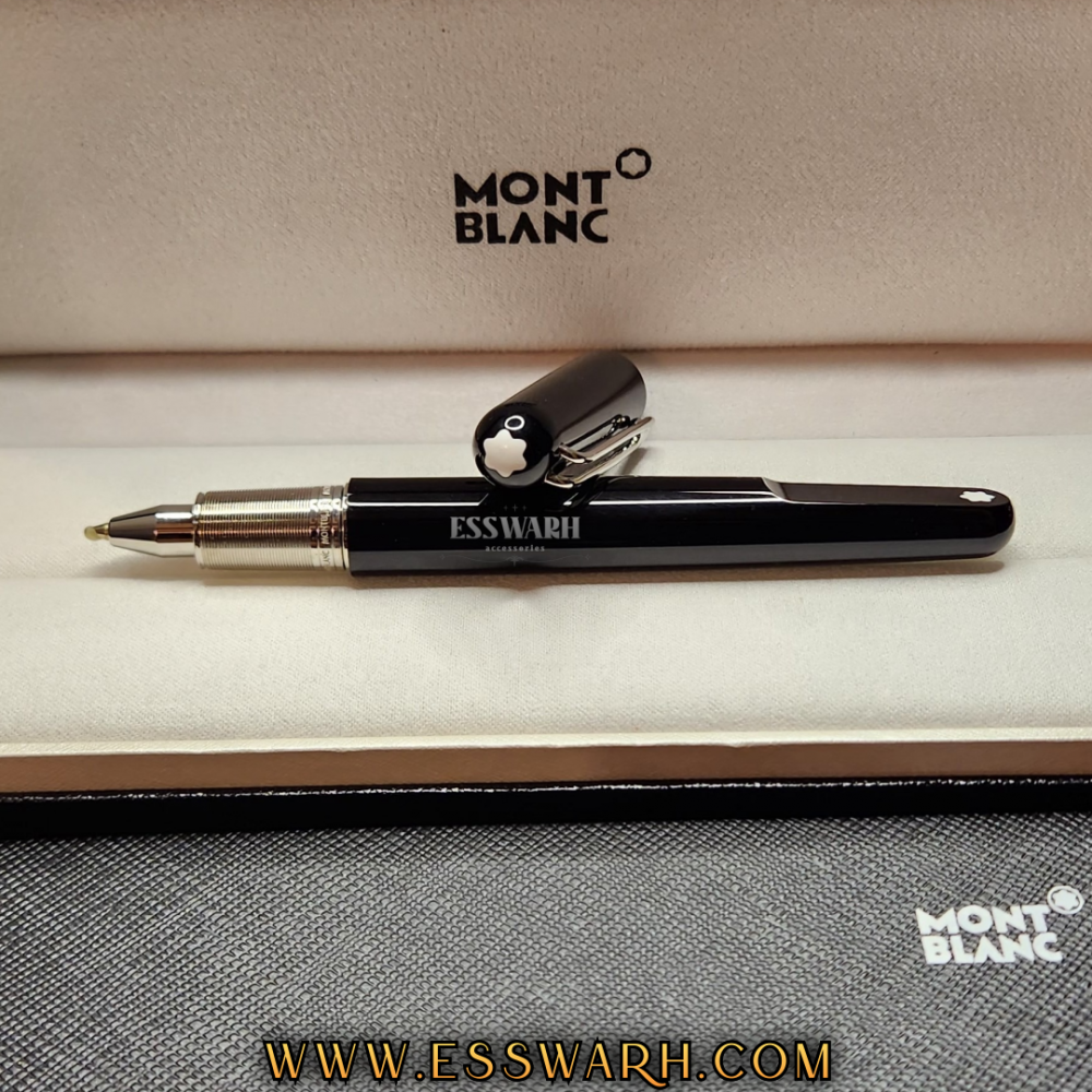 Montblanc B4 black silver pen متجر اسورة للإكسسوارات الفاخرة