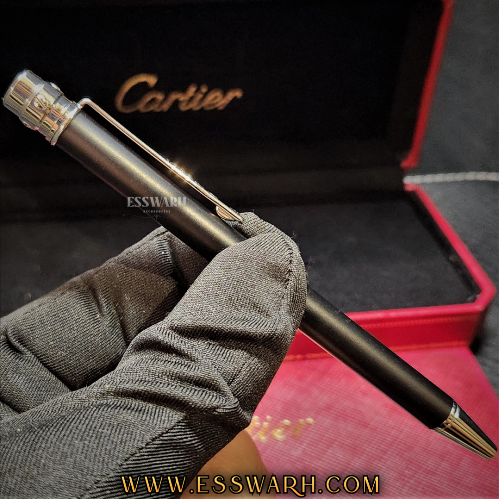 Cartier C14 pen matte black and silver slim and short model