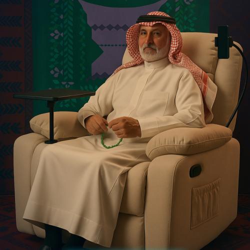 كرسي الاسترخاء المتكامل بطاولة وحامل جوال