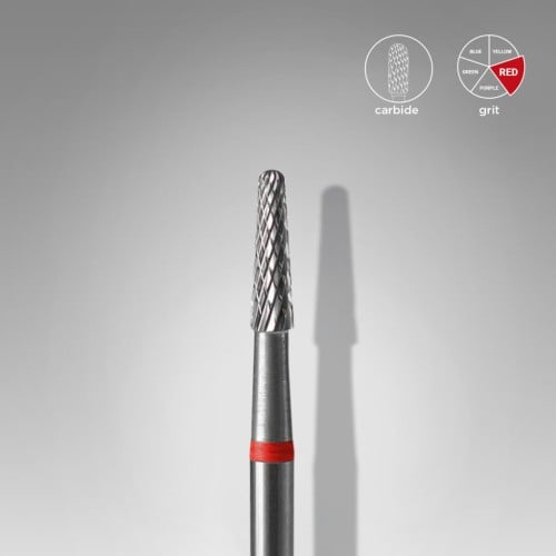 Carbide nail drill bit, “cone” red, head diameter 2.3 mm / working part 8 mm