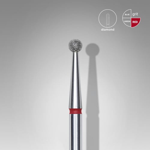 Diamond nail drill bit ball red EXPERT head diameter 2,5 mm