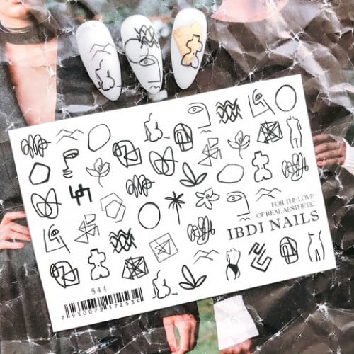Nail Sticker - Black Drawing