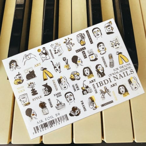 Nail Sticker - Gold and Black