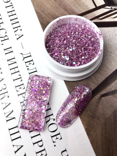 pink nail glitter