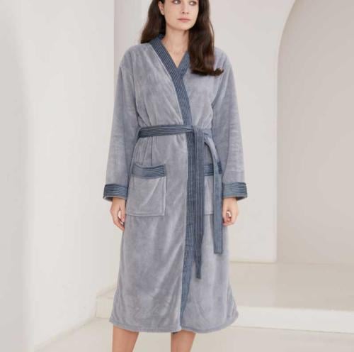 روب مودرن رمادي بقبعة ريفي- Grey Modern Robe with...