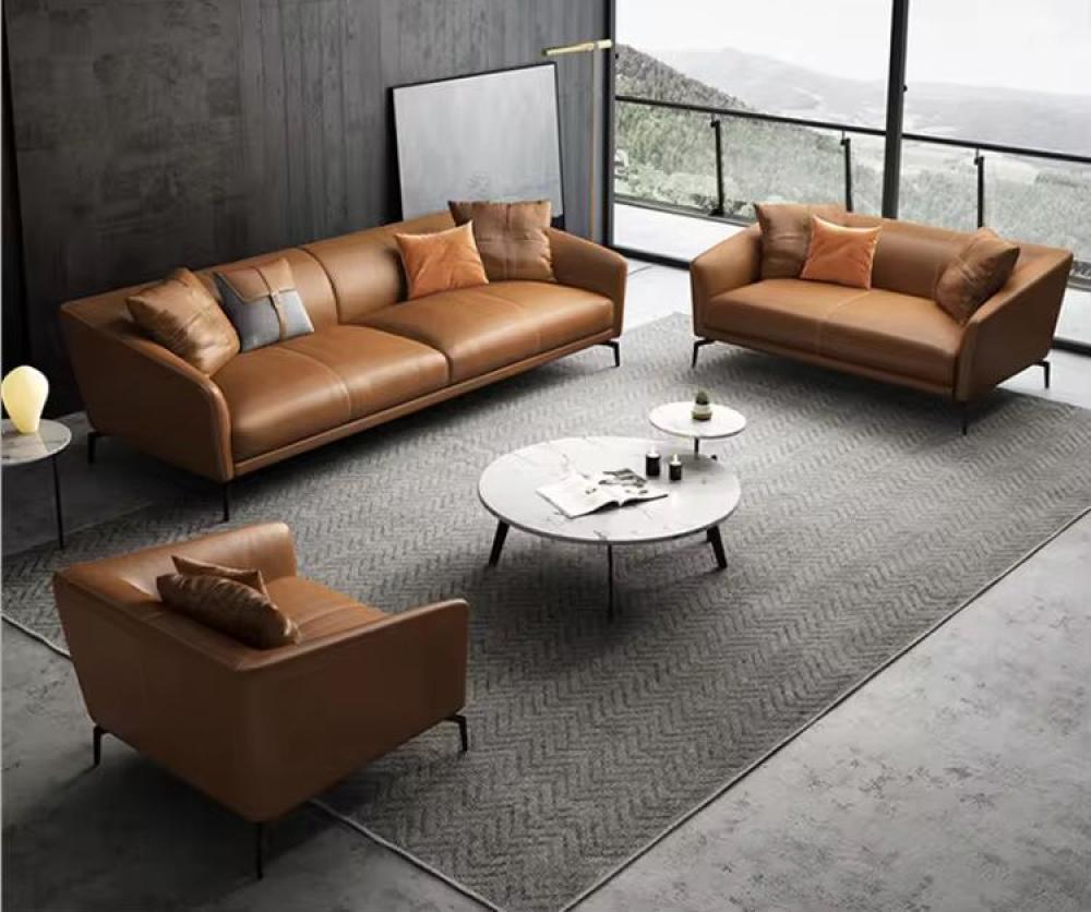 طقم كنب جلد 6 اشخاص