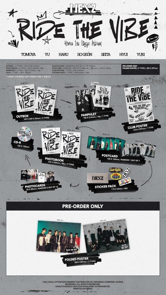 NEXZ - [RIDE THE VIBE] Korea 1st Single Album 2 Version SET