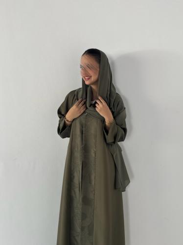 VR41 OLIVE SEAM ABAYA