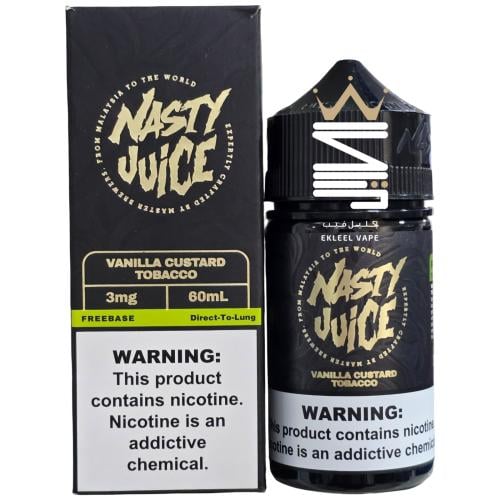 NASTY Vanilla Custard Tobacco 60ml 3mg EKLEEL VAPE - Ekleel Vape Store  Original Flavors and Salt Nic Devices Saudi Arabia