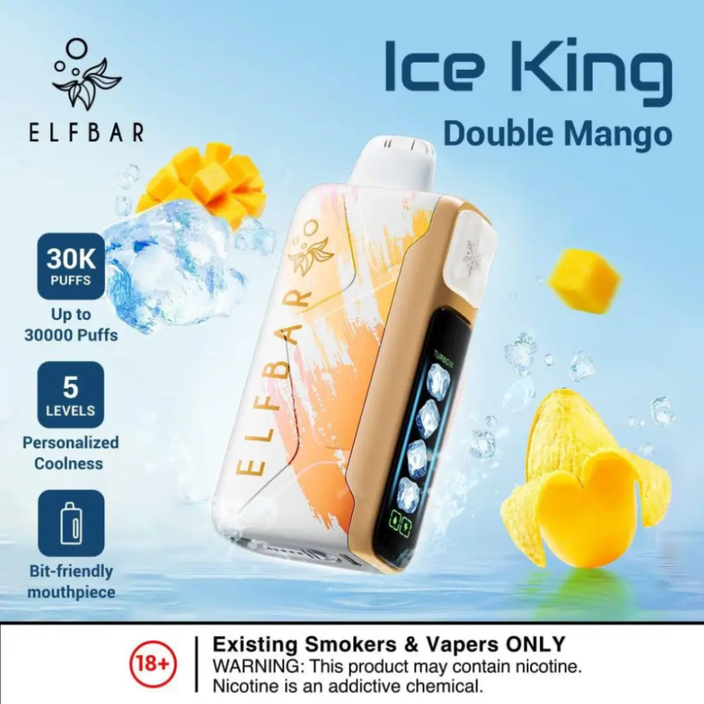 جهاز Elf Bar Ice King 30000 سحبة بشاشة وتحكم بالبرودة والهواء