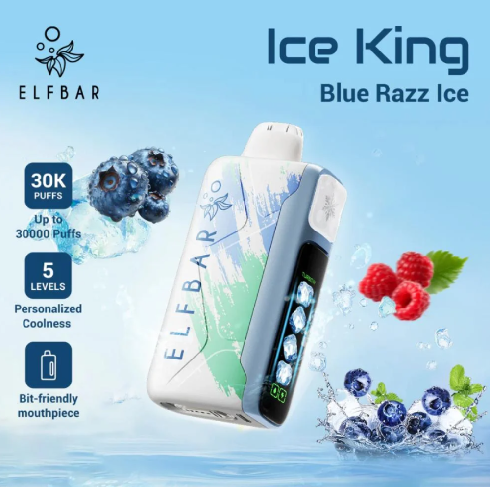 جهاز Elf Bar Ice King 30000 سحبة بشاشة وتحكم بالبرودة والهواء