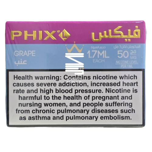 PHIX Grape Ice 50MG 4 Pods 1.7ML Ekleel Vape