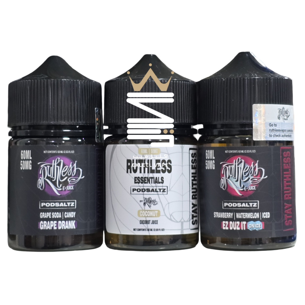 Ruthless Salt Nic 60ml 35mg 50mg EKLEEL VAPE - Ekleel Vape Store Original Flavors and Salt Nic Devices Saudi Arabia Ruthless Salt Nic 60ml 35mg 50mg EKLEEL VAPE - Ekleel Vape Store Original Flavors and Salt Nic Devices Saudi Arabia