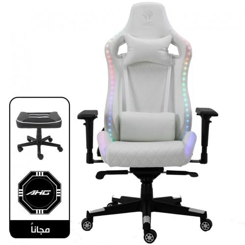 كرسي قيمنق AHG - ابيض مع إضاءة RGB