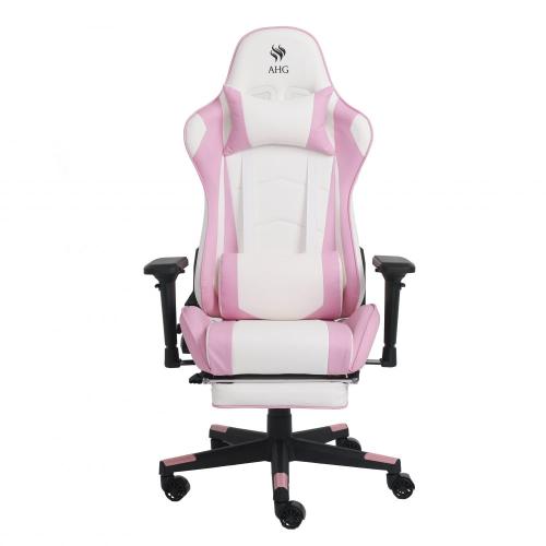 كرسي قيمنق AHG - ابيض و وردي