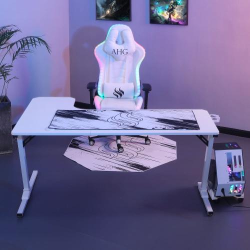 كرسي قيمنق وطاولة زاوية - أبيض RGB