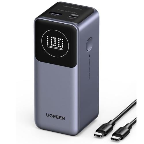 شاحن متنقل يوجرين نيكسود 12000 بقوة 100 واط بمنفذ PD ومنفذ USB رمادي