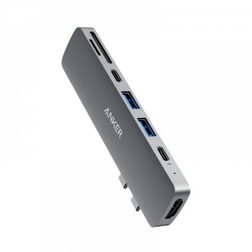 منصة انكر مخرج وصلات باوراكسباند 7 في 2 تايب سي لاجهزة الماك بوك بقدرة 100 واط - رمادي