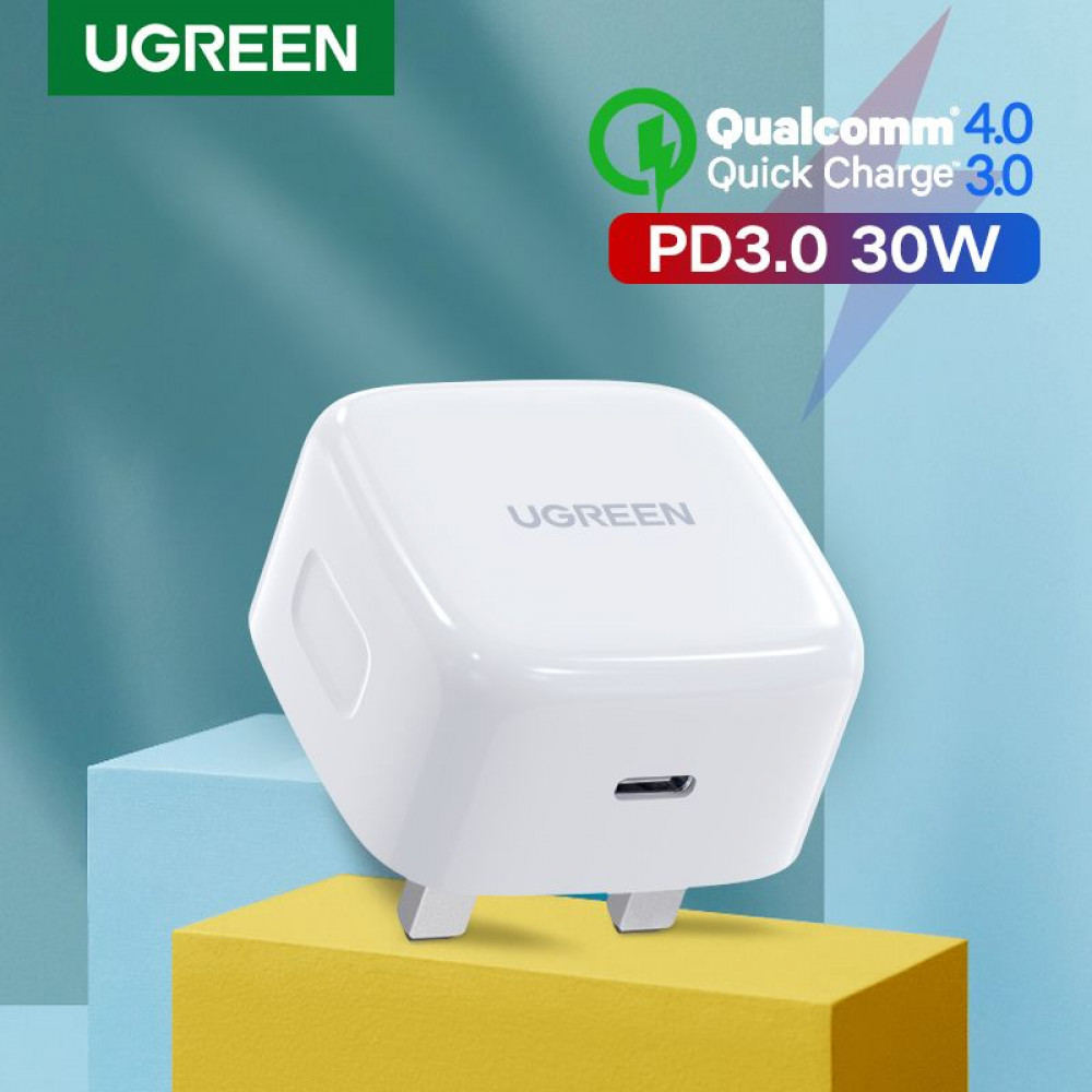 شاحن يو جرين جداري 30 واط بتقنية PD أبيض