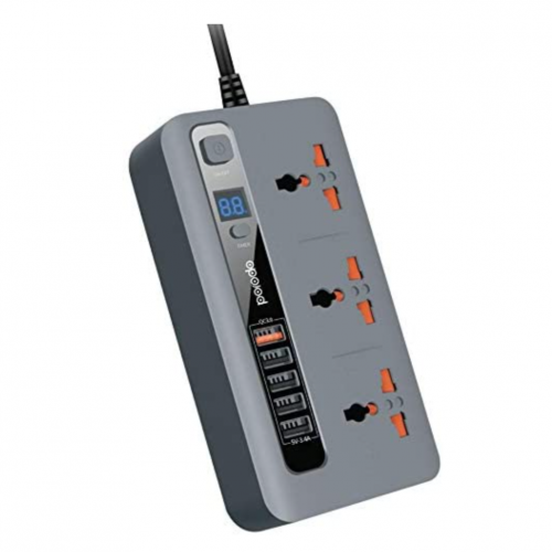 توصيلة بورودو ب 3 منافذة كهربائية و 5 مداخل يو اس بي أسود