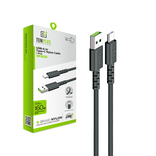 كيبل شحن USB-C قماش مقاوم للقطع من TENPLUS