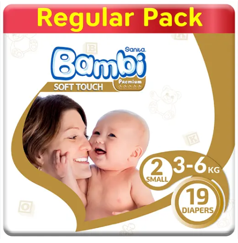 سانيتا بامبي مقاس 2 صغير 3-6 كغ 19 حفاض BAMBI REGU...